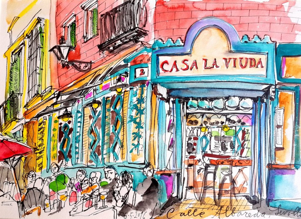 Блог Кати Осиной. Рисунки из путешествий. Прогулки по Севилье в ритмах фламенко.